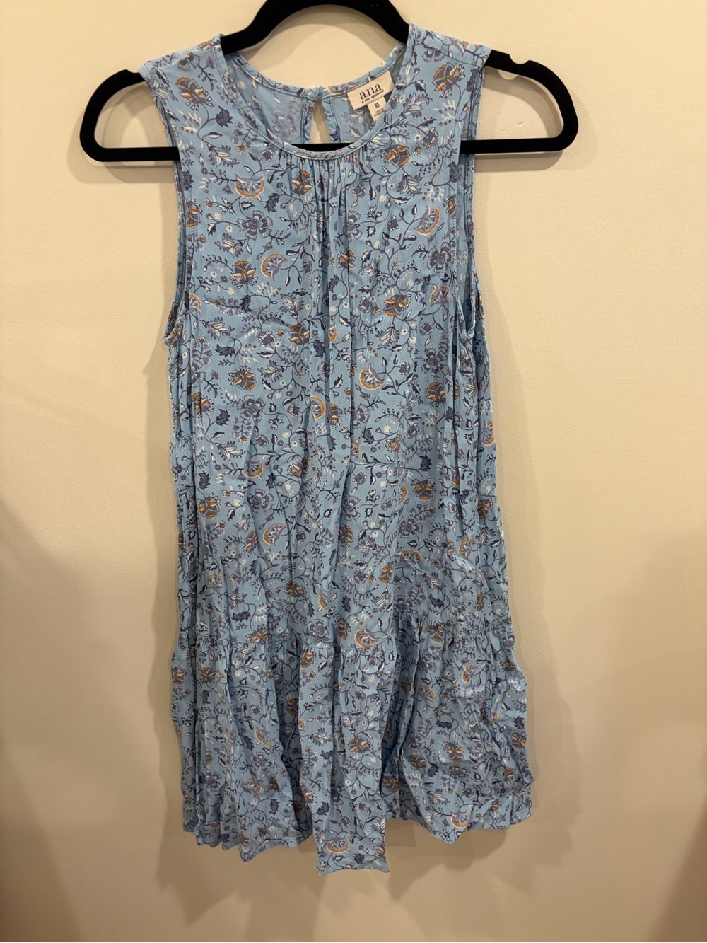 Ana Light Blue Floral Sleeveless Dress Size Xs